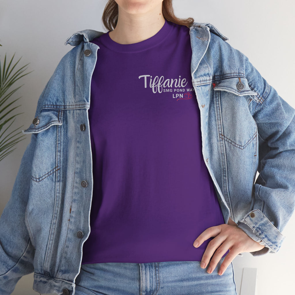 "Tiffanie" Minimal Script with Heart Chest Logo T-Shirt