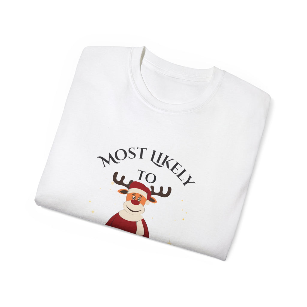 Funny Christmas Tee - Most Likely to Pee on the Tree, Holiday Gift, Unisex Tee, Humor Shirt, Fall Festivities, Family Gathering