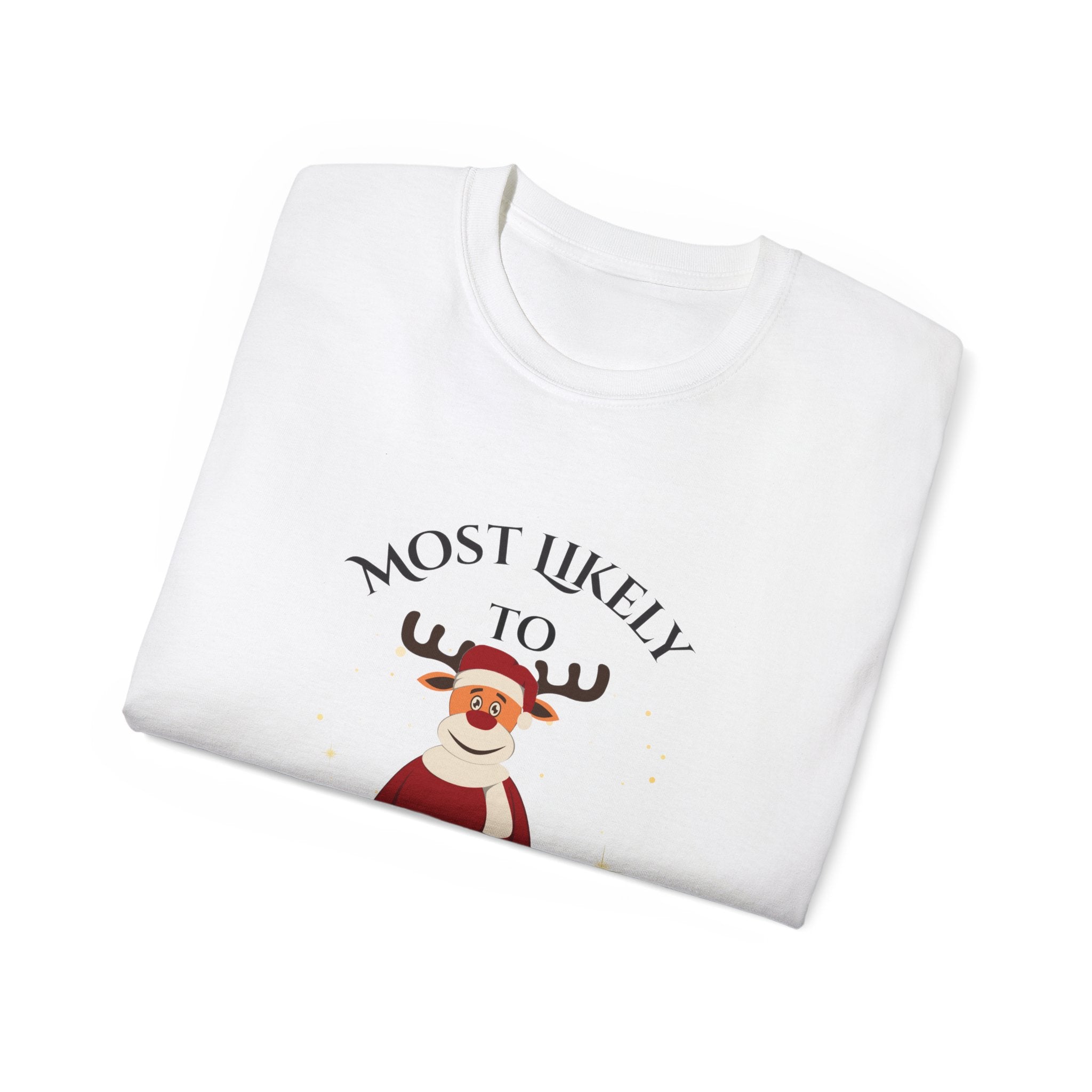 Funny Christmas Tee - Most Likely to Pee on the Tree, Holiday Gift, Unisex Tee, Humor Shirt, Fall Festivities, Family Gathering