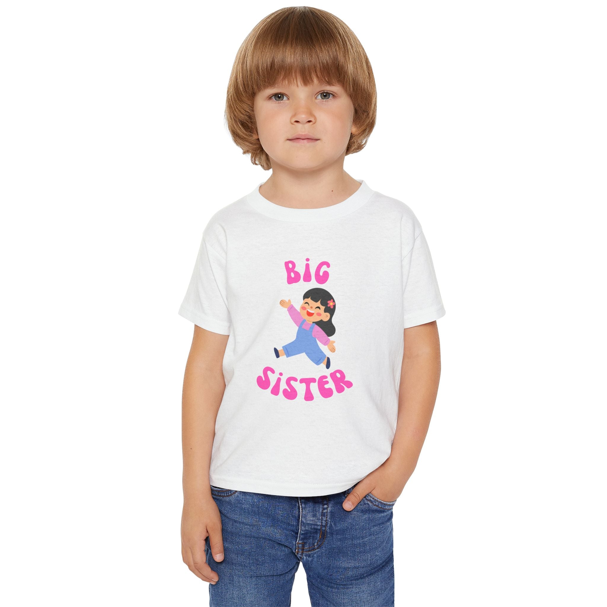 Big Sister Toddler T-Shirt — Cute Cartoon Sibling Announcement Tee