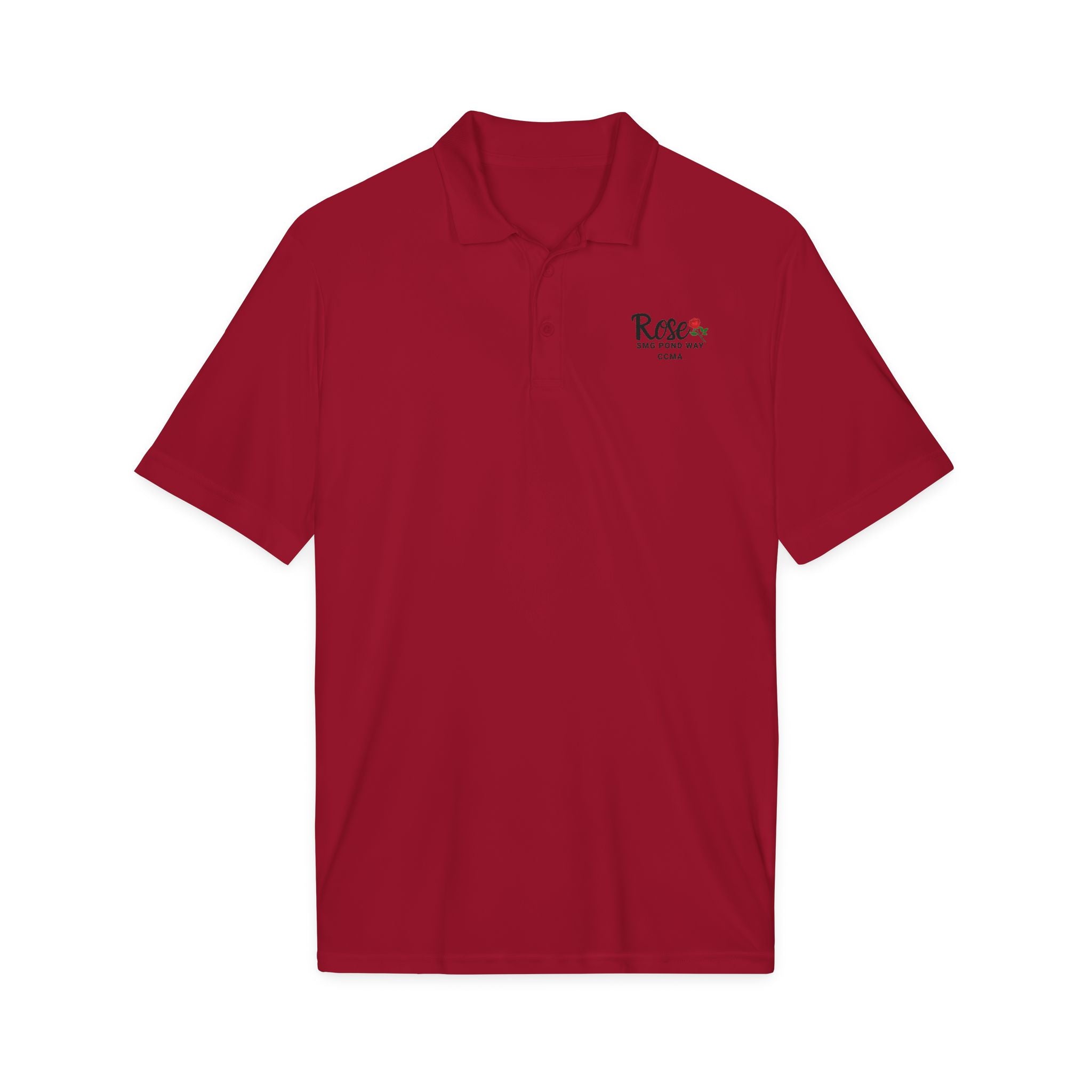 Rose Work Logo Polo Shirt Black Script with a Rose