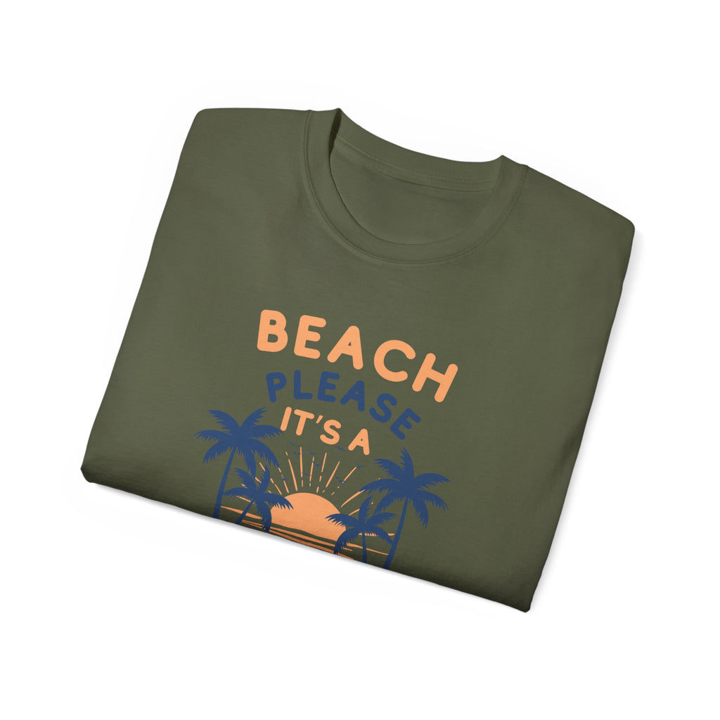 Beach Please It's a Girl's Trip Tee — Tropical Palm Sunset Vacation Shirt