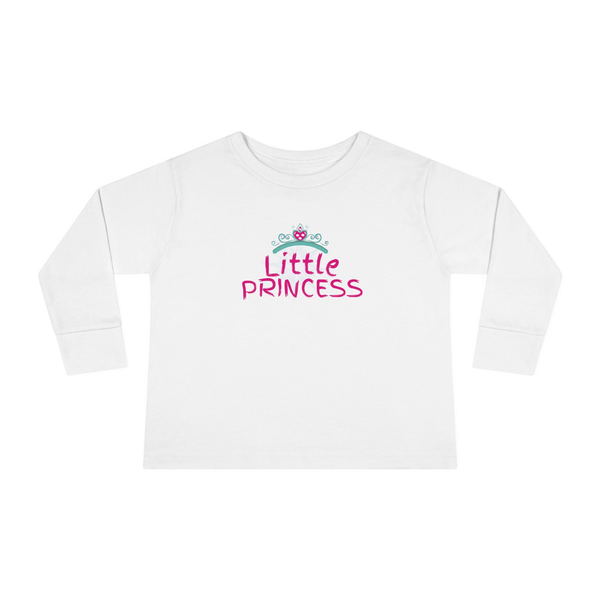Little Princess Toddler Long Sleeve Tee – Pink Tiara & Heart Graphic