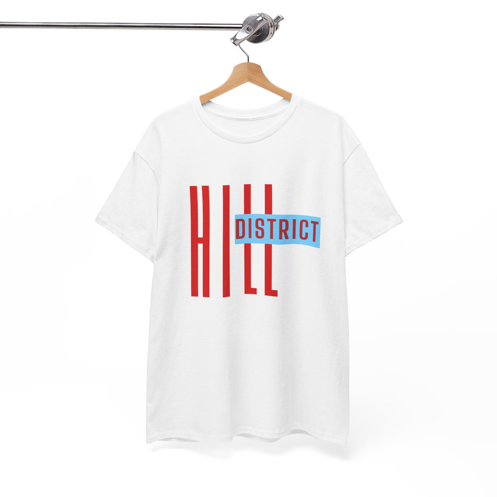 Hill District T-Shirt — Retro Red & Blue 'DISTRICT' Graphic Tee