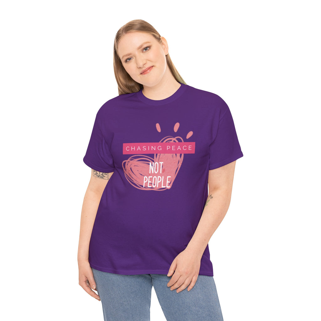 Chasing Peace Not People Tee — Pink Graphic Mental Health Awareness T‑Shirt