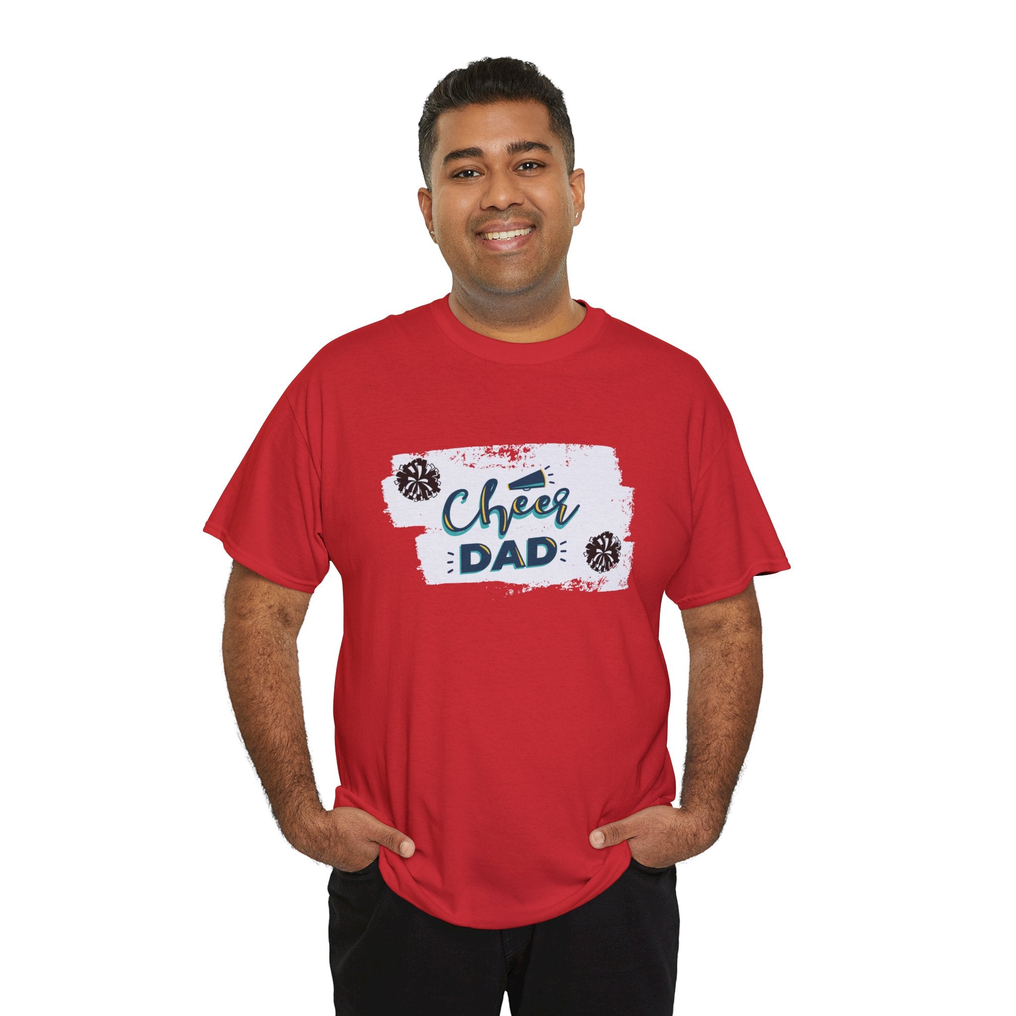 Cheer Dad T-Shirt — Cheerleading Dad Tee with Pom-Poms, Father's Day Gift