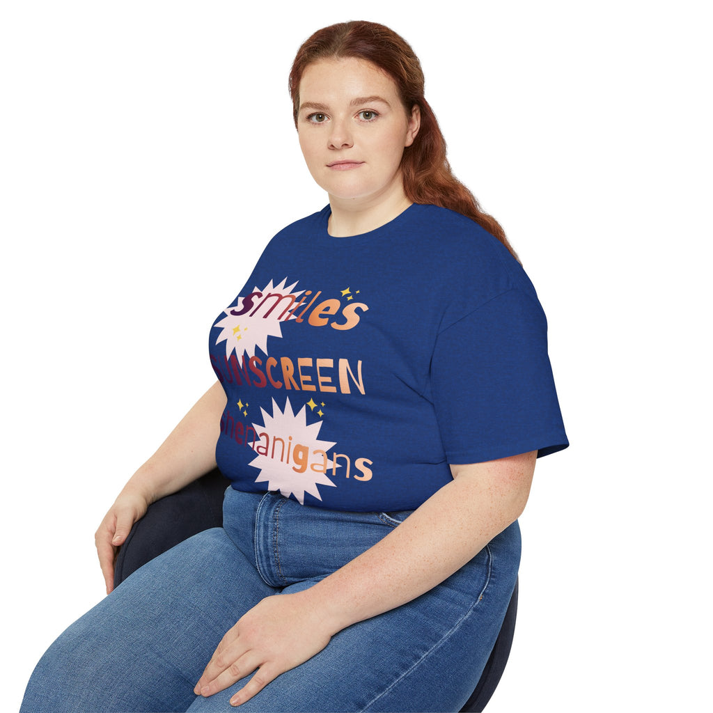 Smiles Sunscreen Shenanigans Tee — Fun Summer Beach Shirt