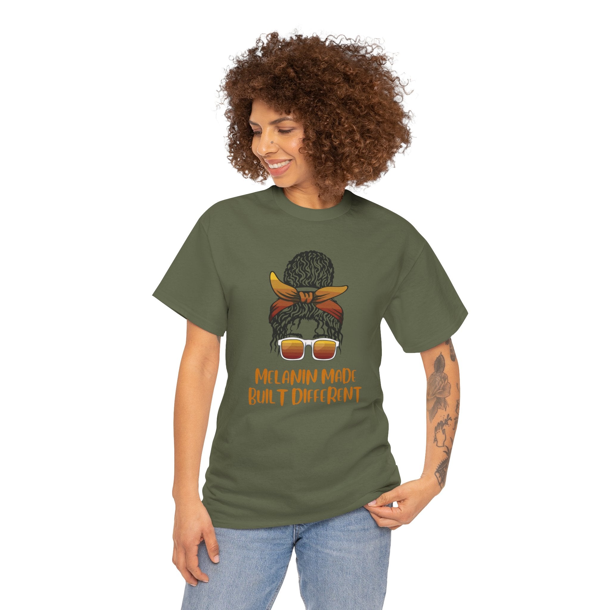 T-Shirt — "Melanin Made, Built Different" Graphic Tee