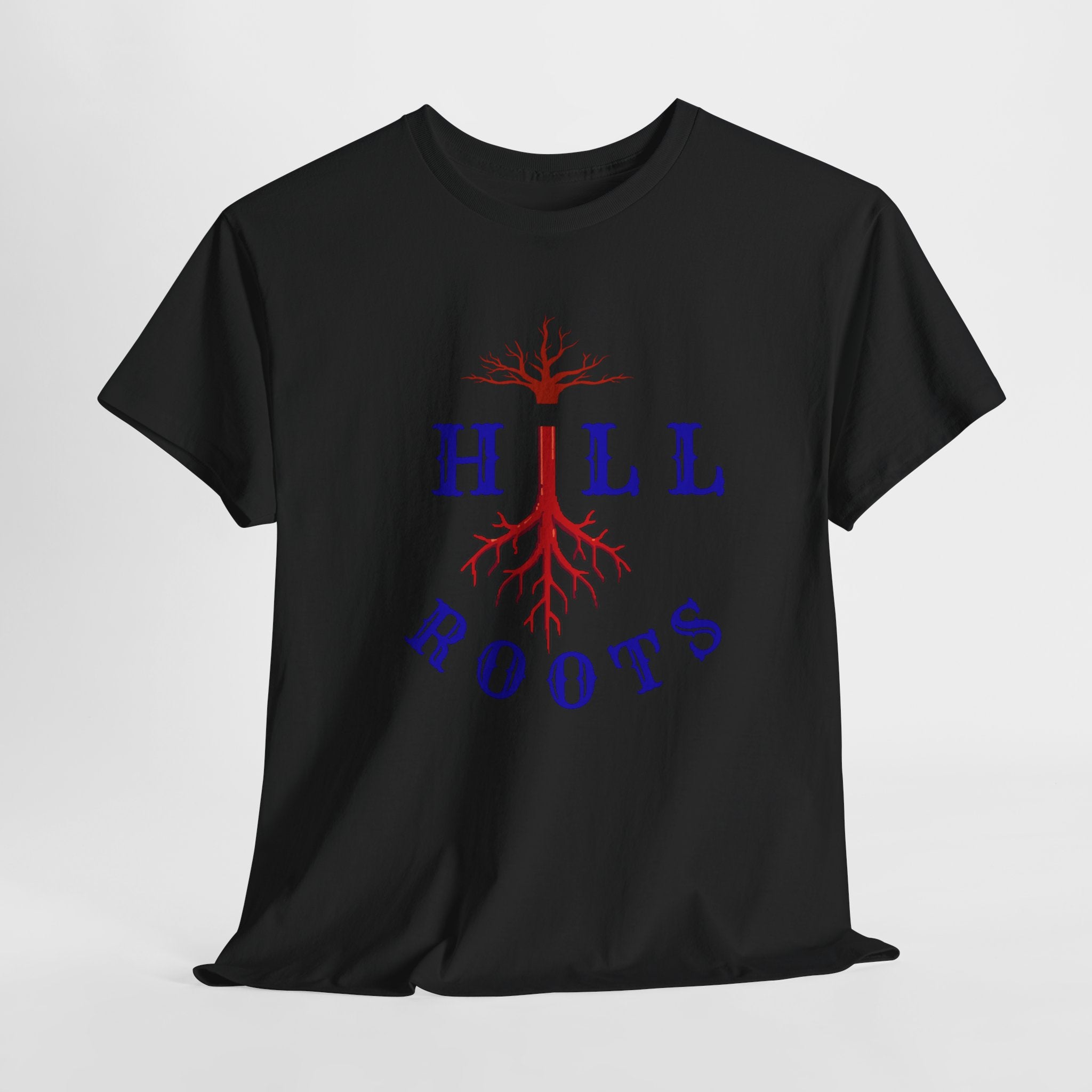 T-Shirt — Hill Roots Logo Tee (red tree roots graphic)