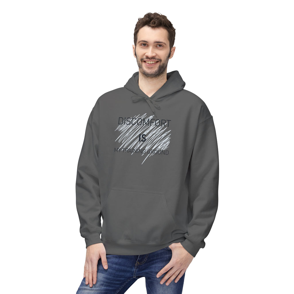 Hoodie — "Discomfort Is My Training Ground" Motivational Fitness Pullover