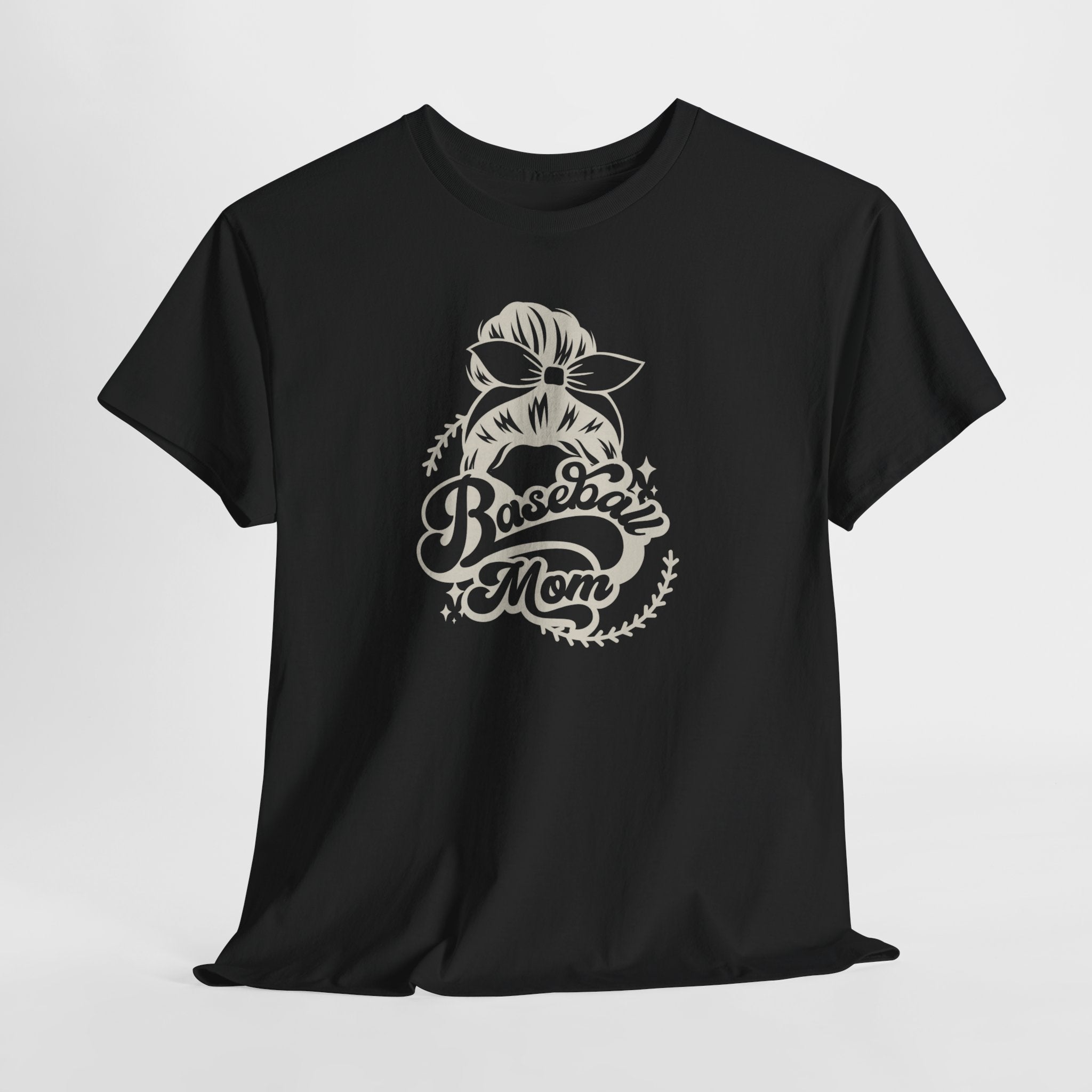 Baseball Mom Tee — Messy Bun Graphic Shirt for Proud Baseball Moms