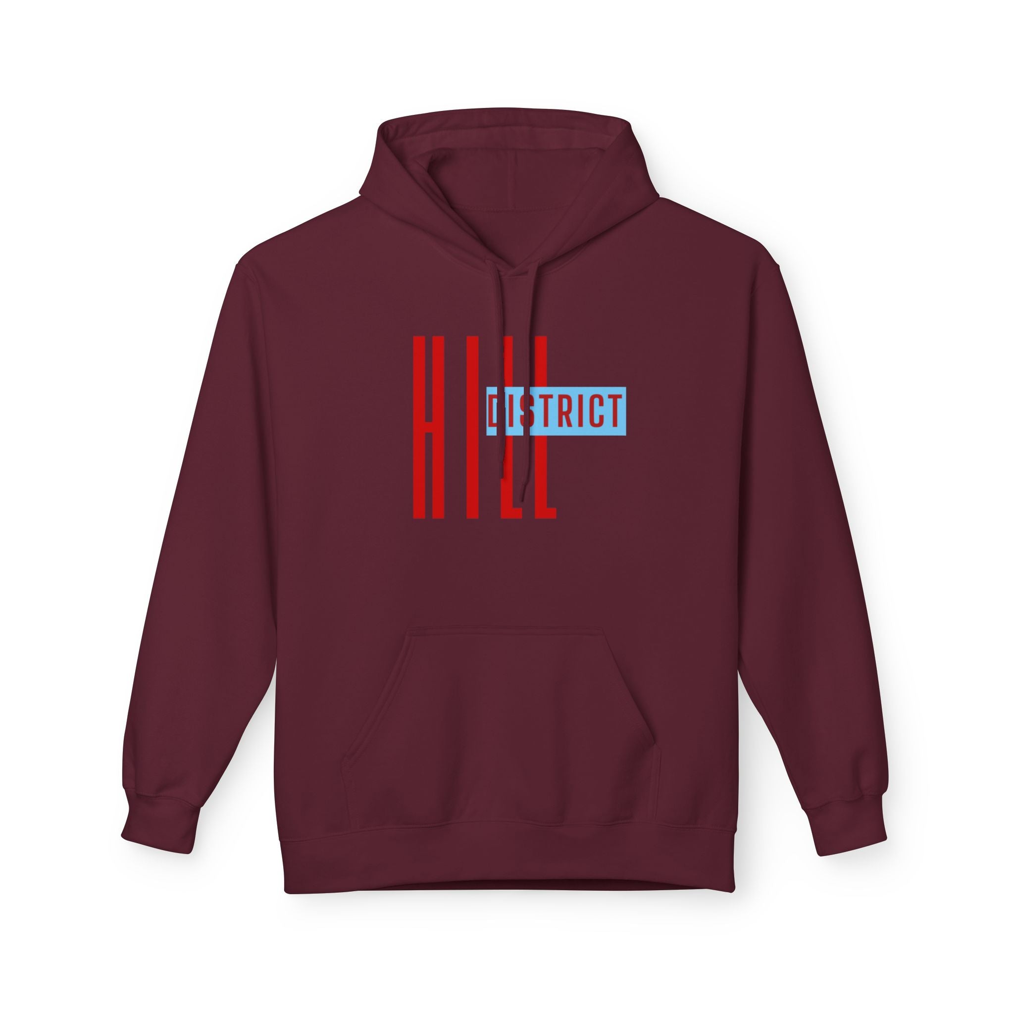 HILL District Hoodie — Retro Red & Blue 'HILL' Streetwear Pullover
