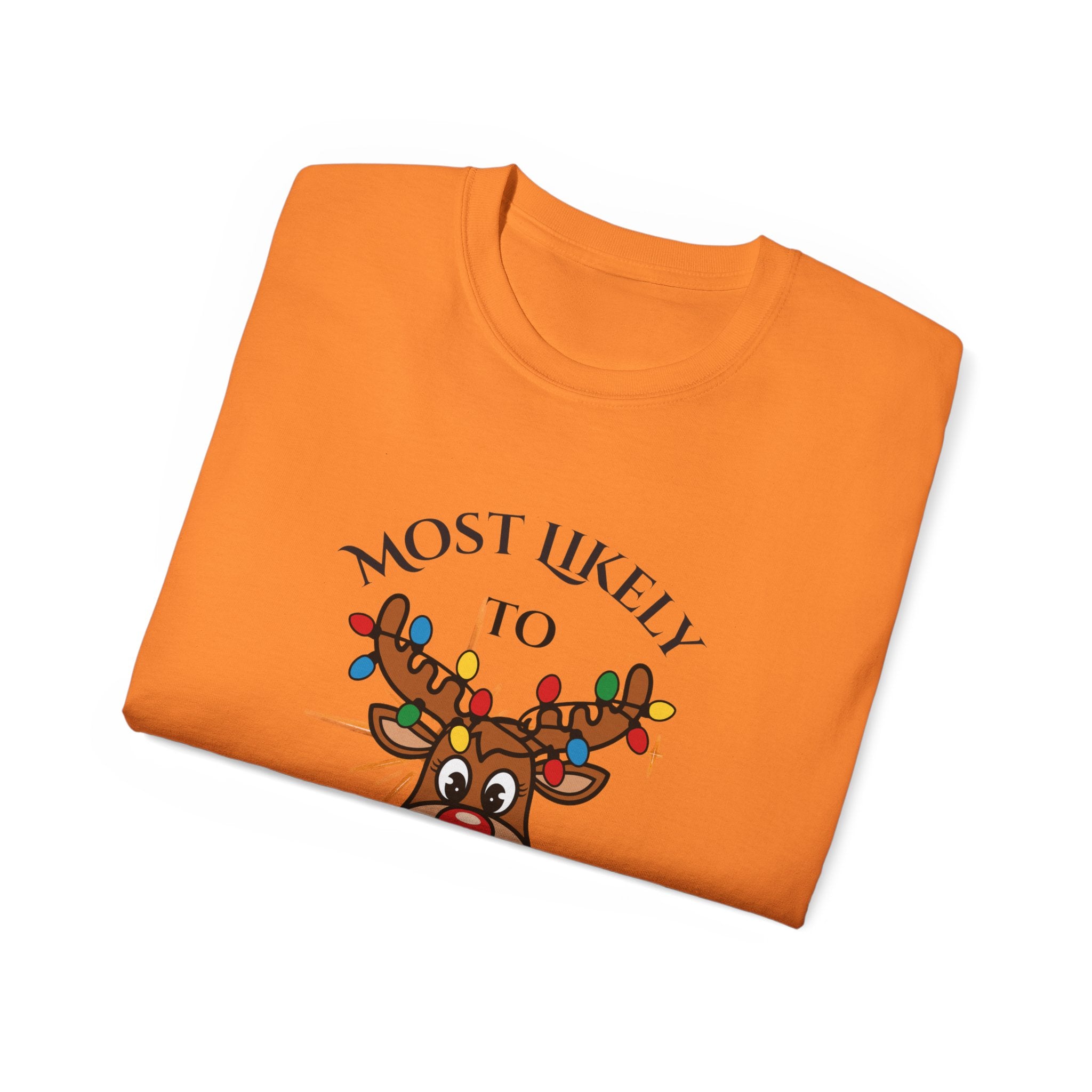 Playful Holiday Tee: Most Likely to Flirt with Santa, Unisex Cotton T-Shirt, Christmas Gift, Festive Humor Shirt, Winter Party Wear, [...]