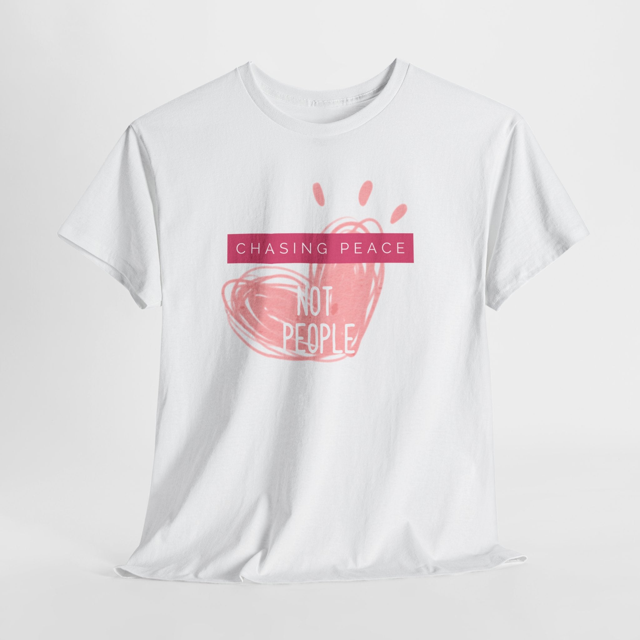 Chasing Peace Not People Tee — Pink Graphic Mental Health Awareness T‑Shirt