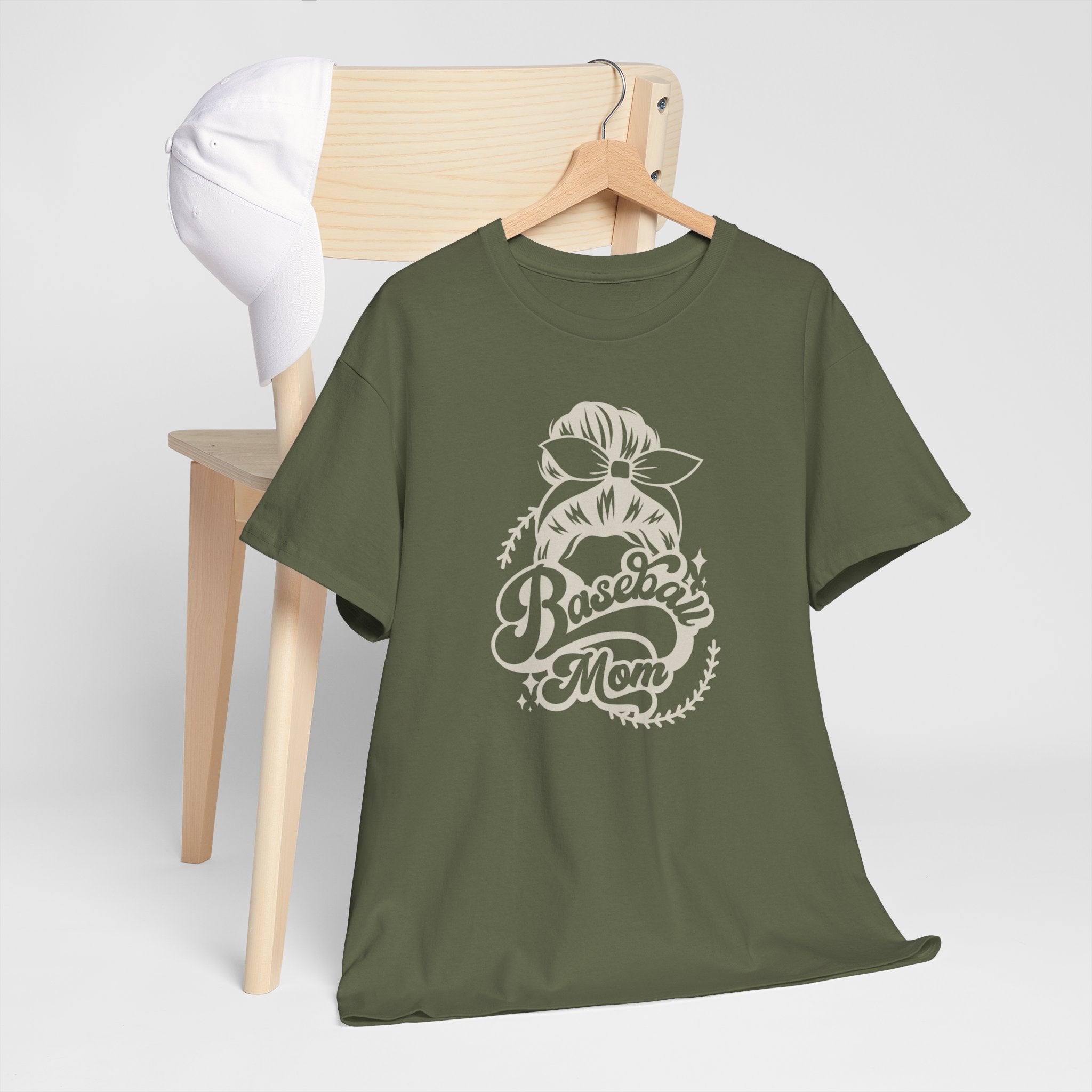 Baseball Mom Tee — Messy Bun Graphic Shirt for Proud Baseball Moms