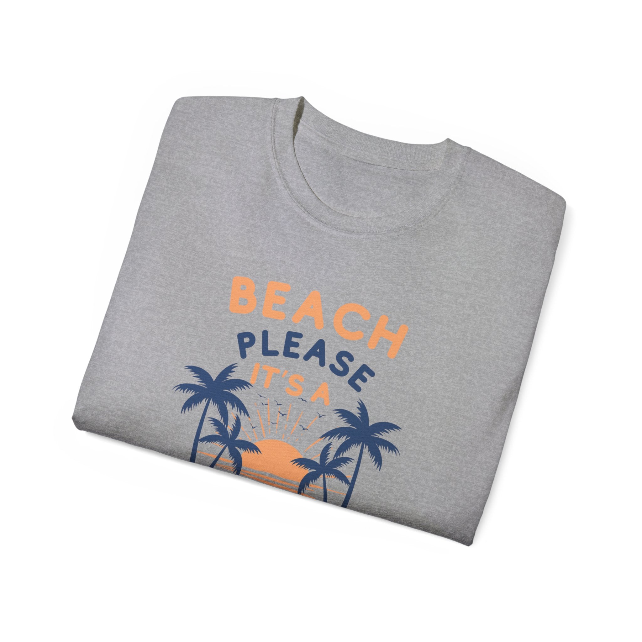 Beach Please It's a Girl's Trip Tee — Tropical Palm Sunset Vacation Shirt