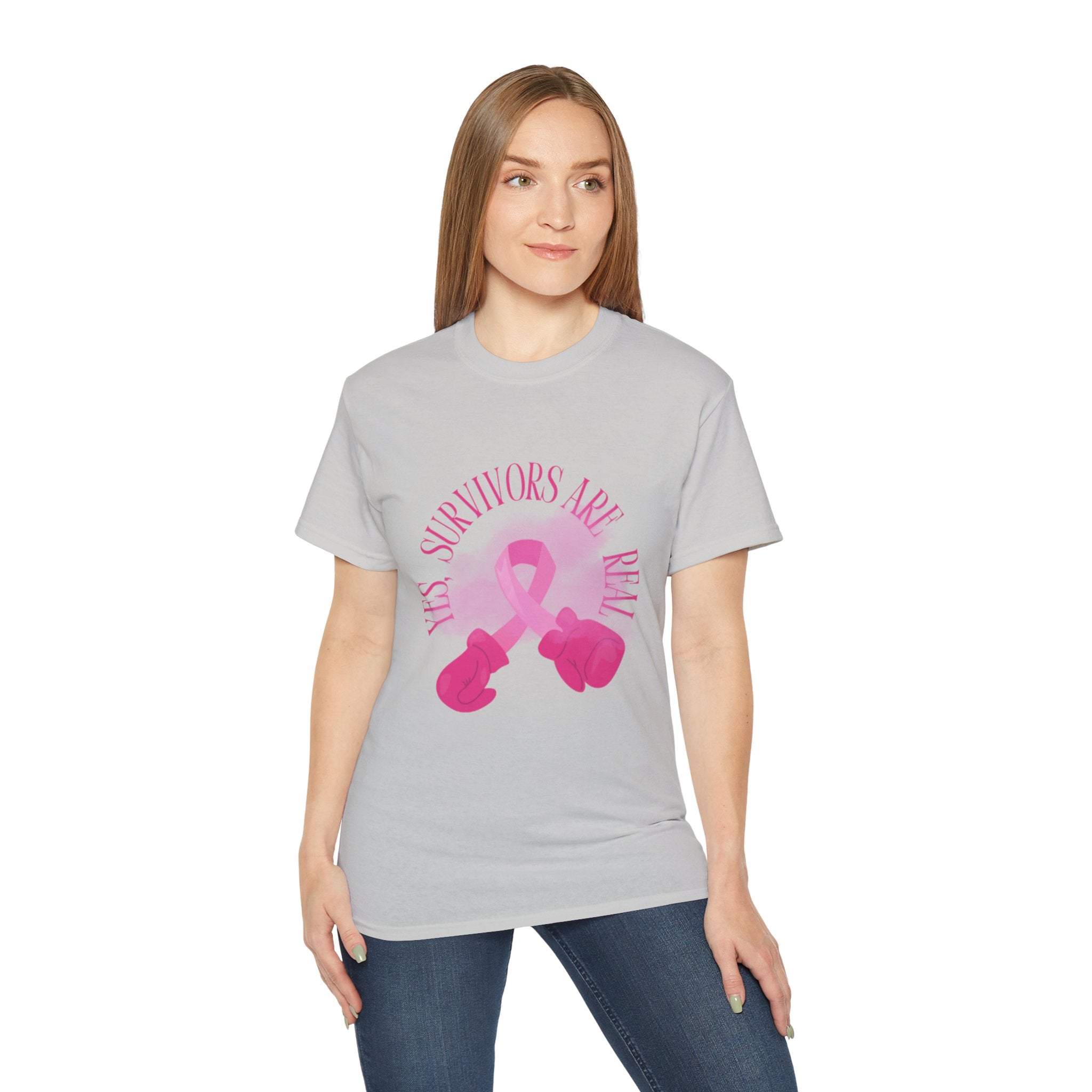 Breast Cancer Survivors Are Real T-Shirt — Pink Ribbon Boxing Gloves Tee