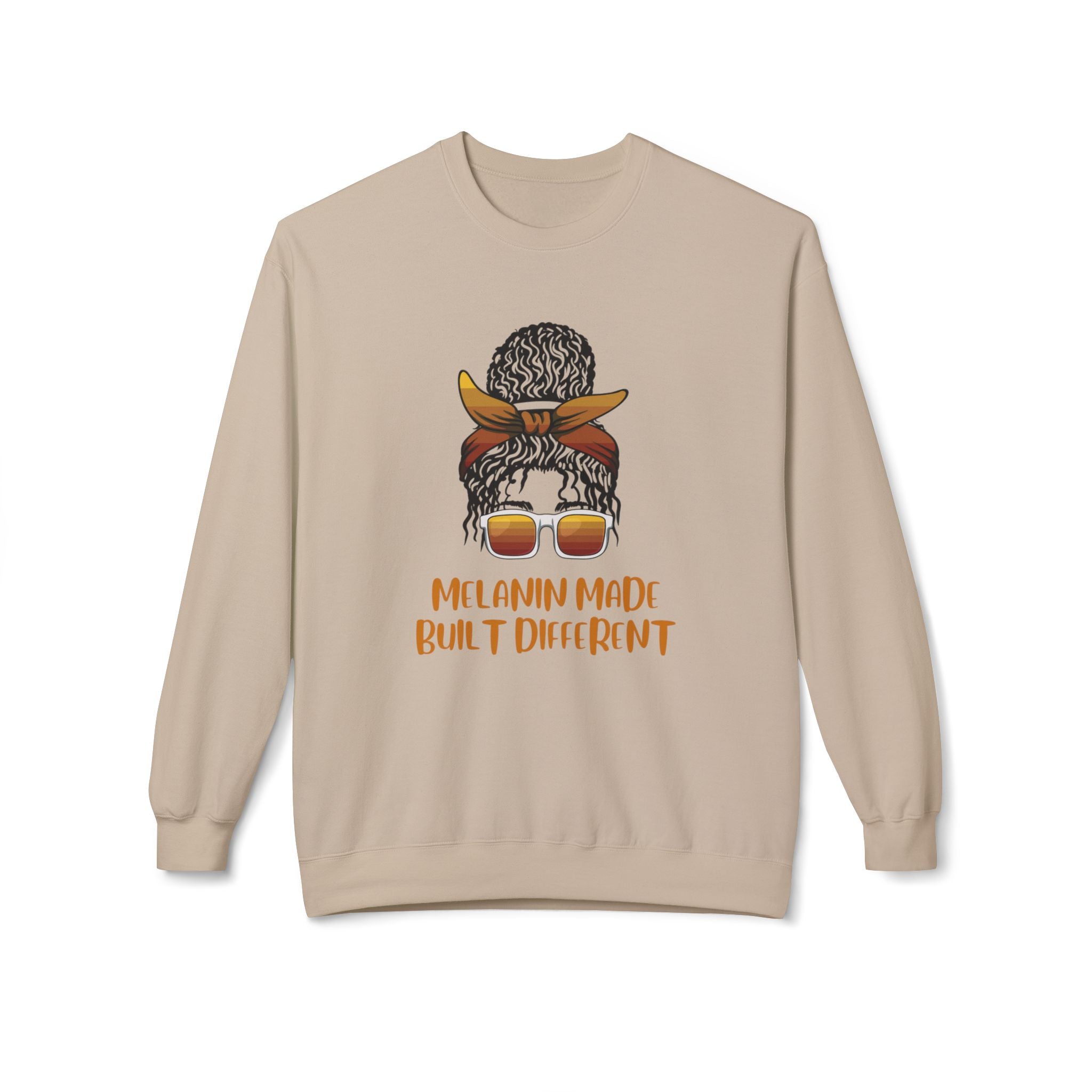 Melanin Made Built Different Sweatshirt — Afro Puff Bandana Crewneck