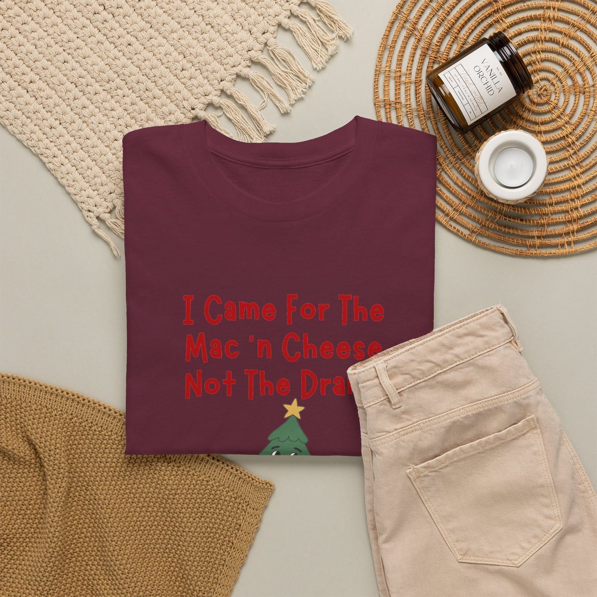 I Came for the Mac ’n Cheese Not the Drama Christmas Tree T-Shirt