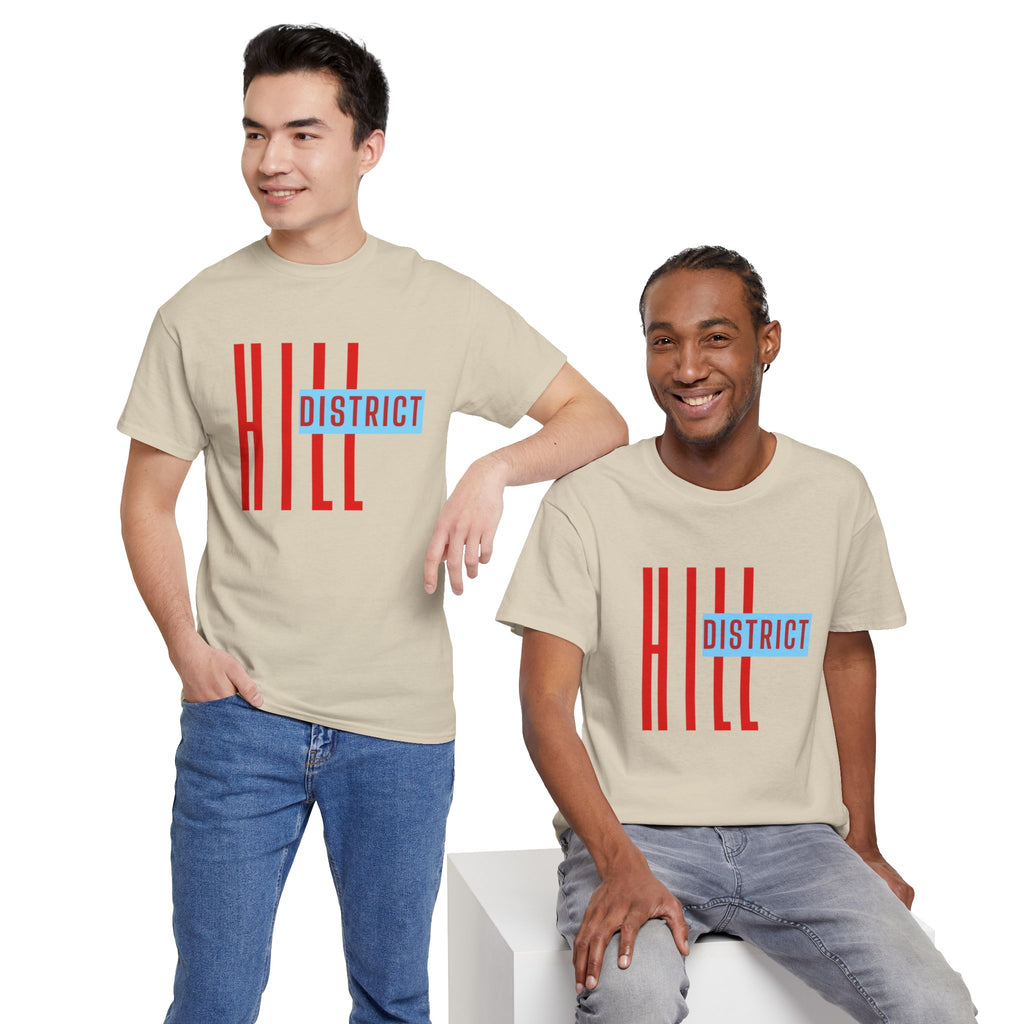 Hill District T-Shirt — Retro Red & Blue 'DISTRICT' Graphic Tee