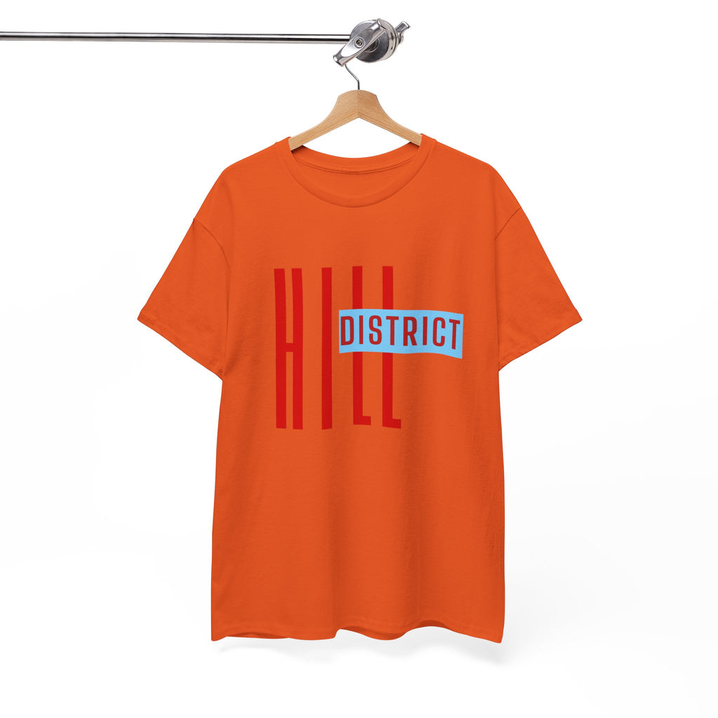 Hill District T-Shirt — Retro Red & Blue 'DISTRICT' Graphic Tee