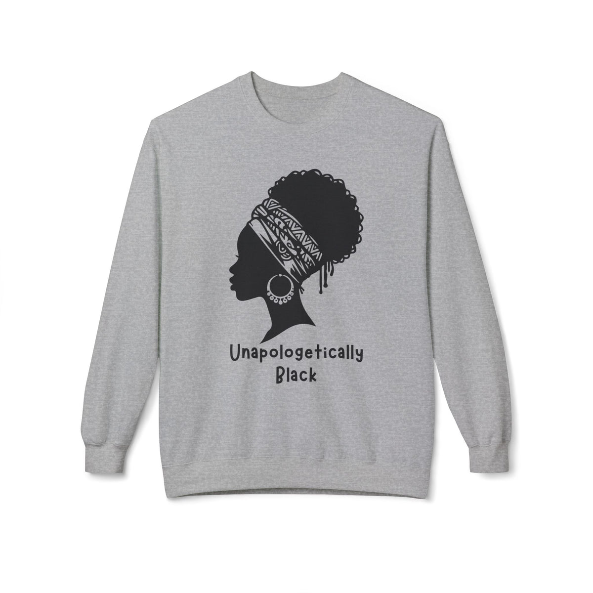 "Unapologetically Black" Graphic Crewneck Sweatshirt — Minimal Line Art Woman