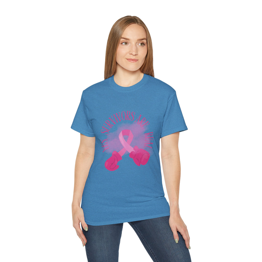 Breast Cancer Survivors Are Real T-Shirt — Pink Ribbon Boxing Gloves Tee