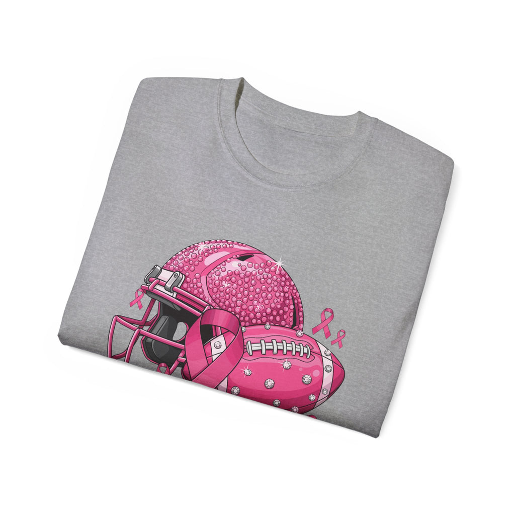 Breast Cancer Awareness Football Helmet T-Shirt – Pink Ribbon Support Tee