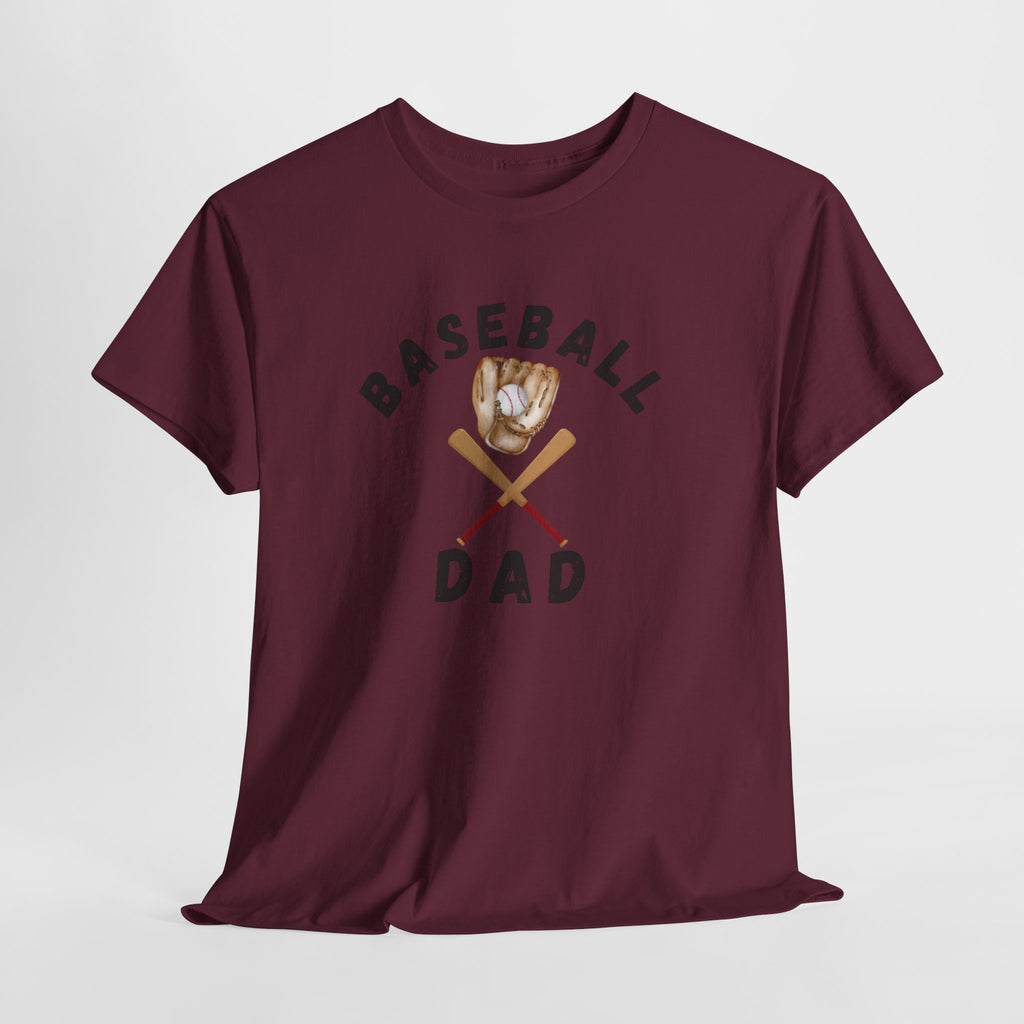 Baseball Dad Tee — Vintage Glove & Crossed Bats Graphic Shirt