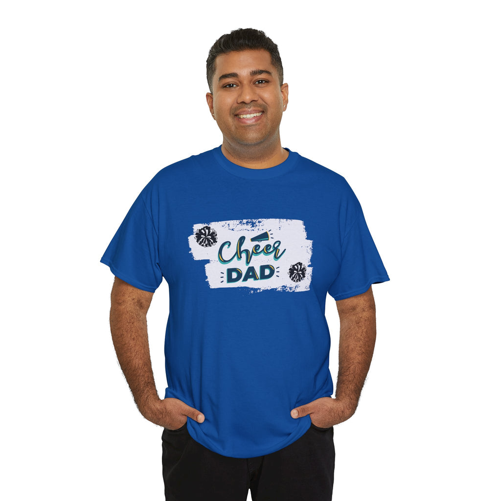 Cheer Dad T-Shirt — Cheerleading Dad Tee with Pom-Poms, Father's Day Gift