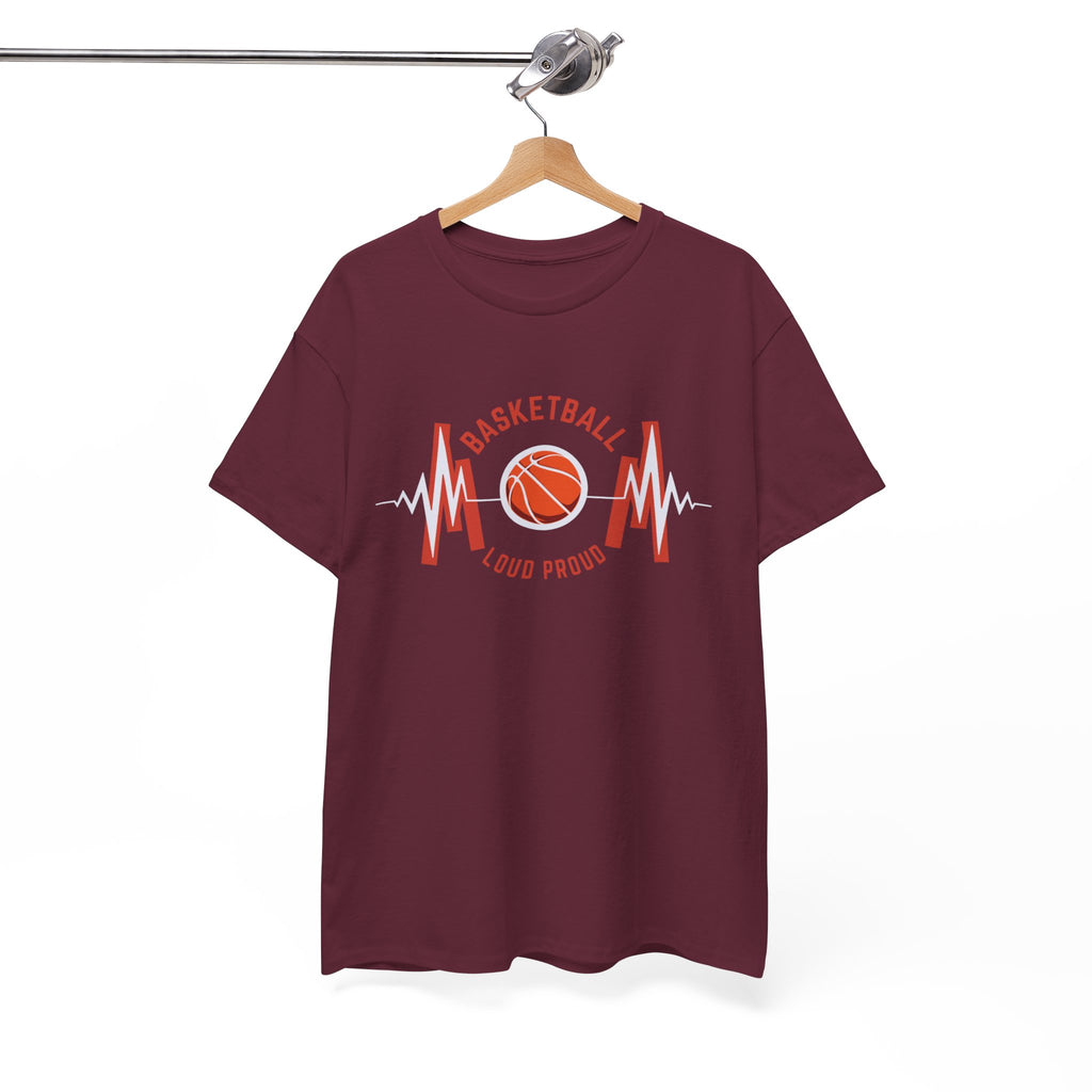 Basketball Mom Loud Proud Tee — Heartbeat Hoop Graphic T‑Shirt