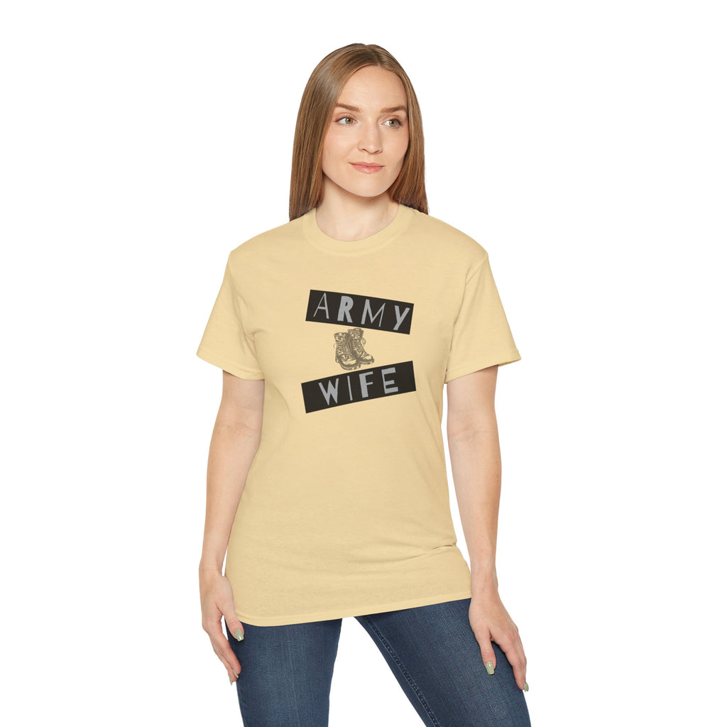 Army Wife T‑Shirt — Military Wife Tee with Combat Boot Graphic