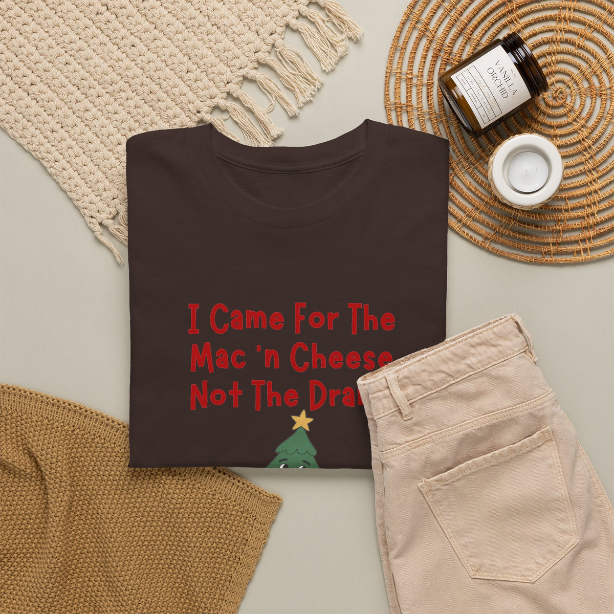 I Came for the Mac ’n Cheese Not the Drama Christmas Tree T-Shirt