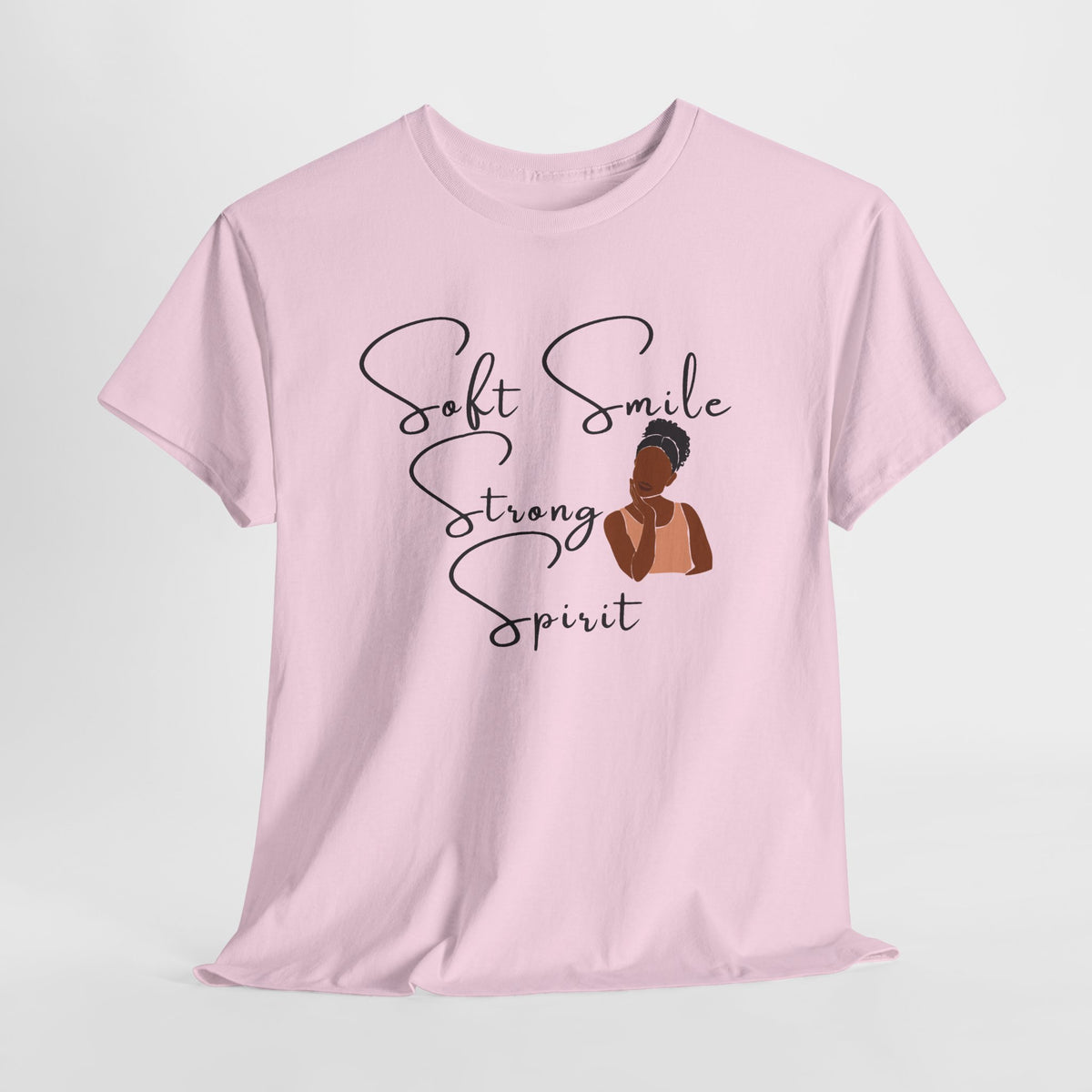 Soft Smile Strong Spirit Tee — Minimal Line Art Inspirational T-Shirt