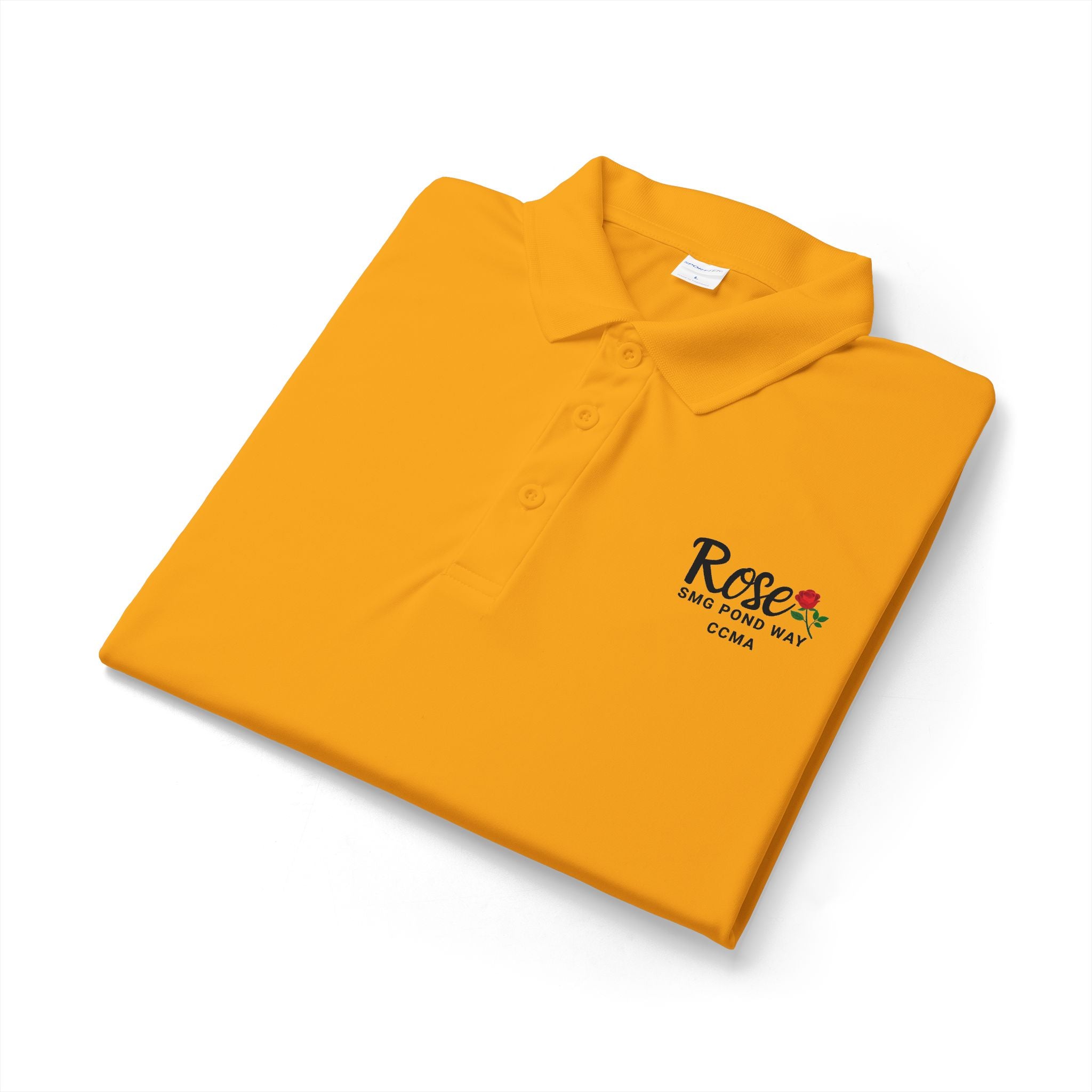Rose Work Logo Polo Shirt Black Script with a Rose