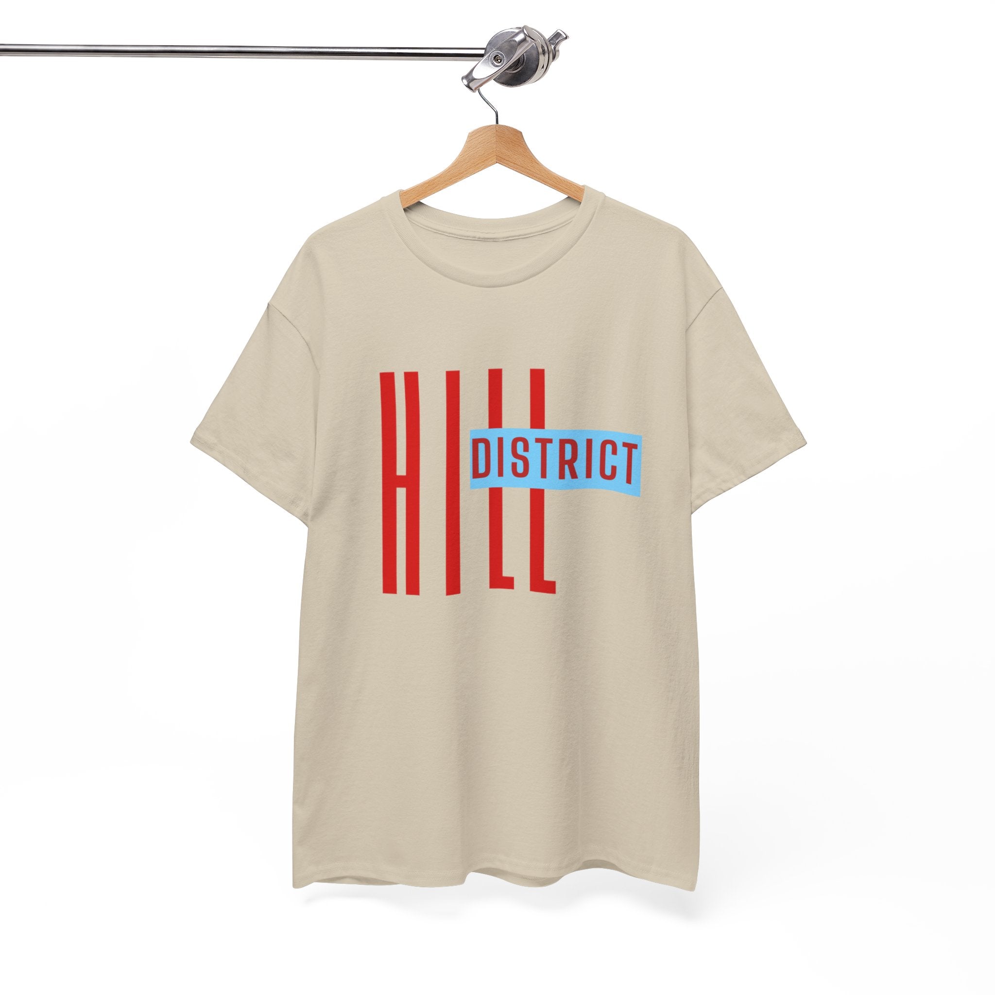 Hill District T-Shirt — Retro Red & Blue 'DISTRICT' Graphic Tee