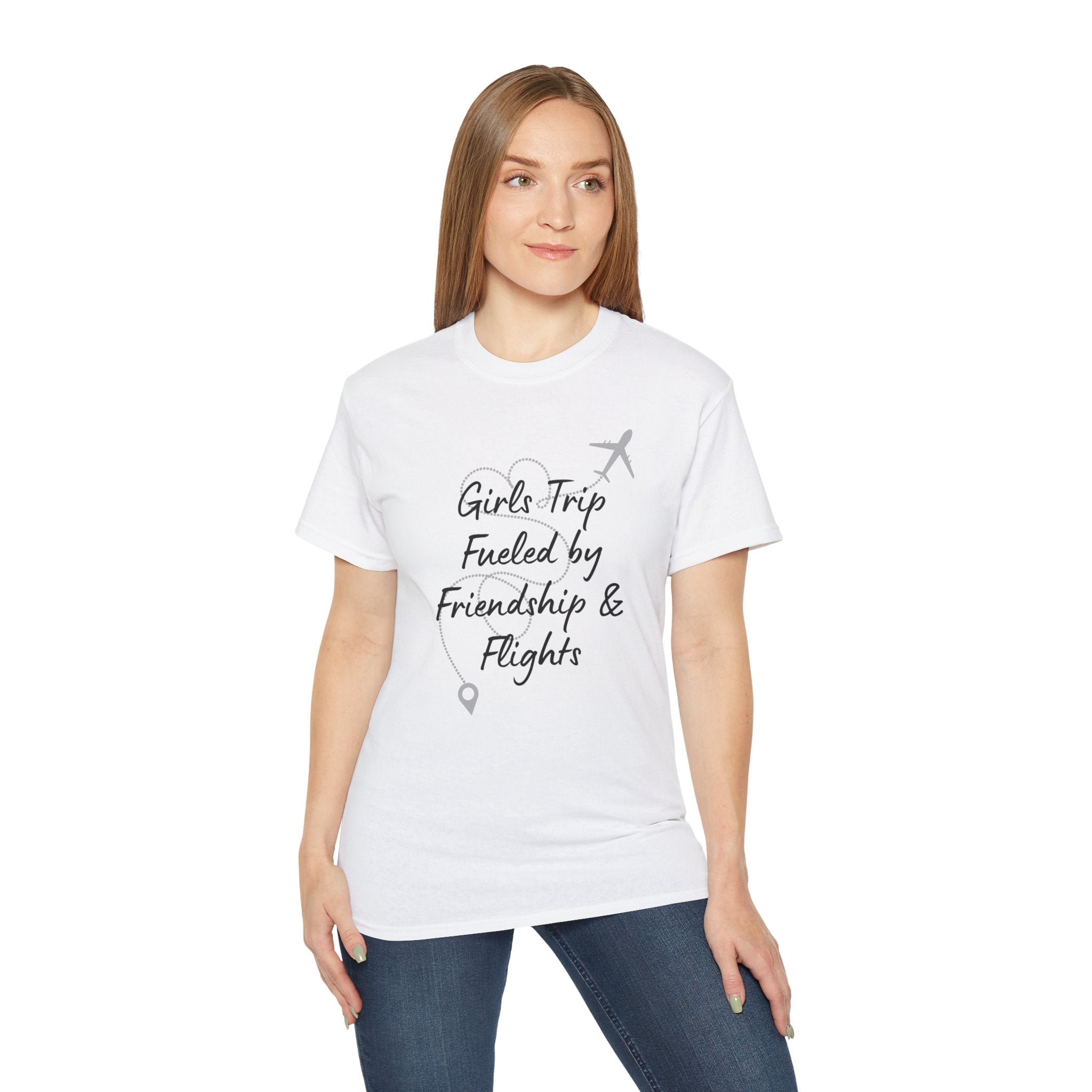 Girls Trip Tee — "Girls Trip Fueled by Friendship & Flights" Travel Shirt
