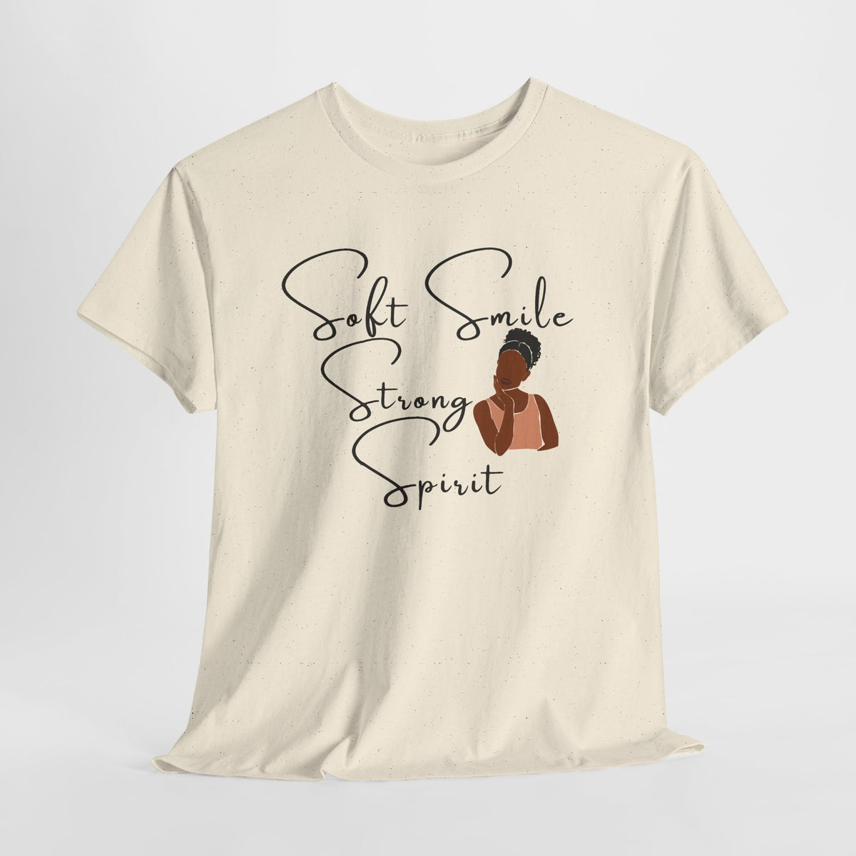 Soft Smile Strong Spirit Tee — Minimal Line Art Inspirational T-Shirt