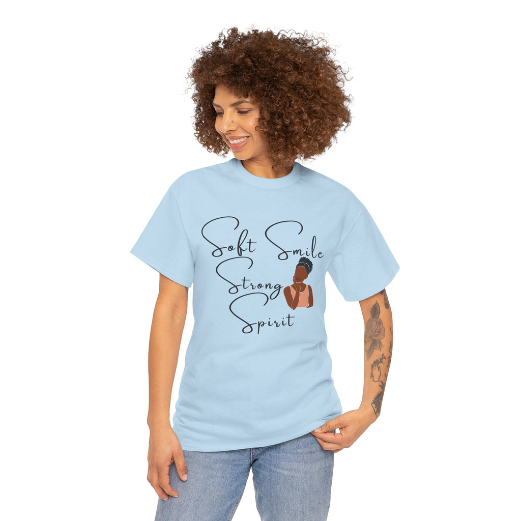 Soft Smile Strong Spirit Tee — Minimal Line Art Inspirational T-Shirt