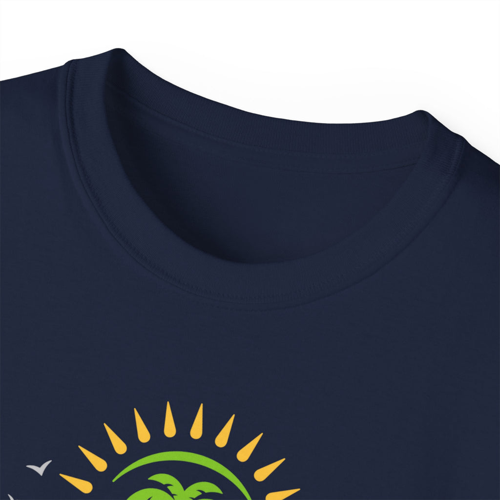 Waves and Matching Shades Tee — Retro Palm Beach Graphic T-Shirt
