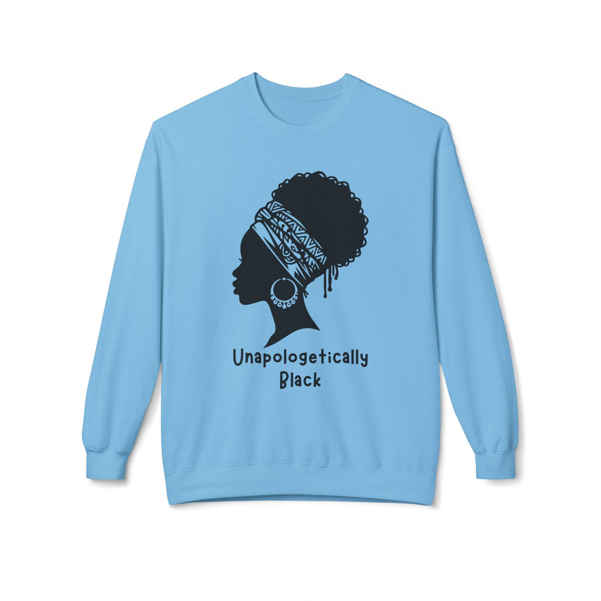 "Unapologetically Black" Graphic Crewneck Sweatshirt — Minimal Line Art Woman
