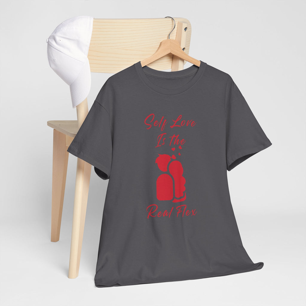 T-Shirt — "Self Love Is The Real Flex" Romantic Couple Graphic Tee