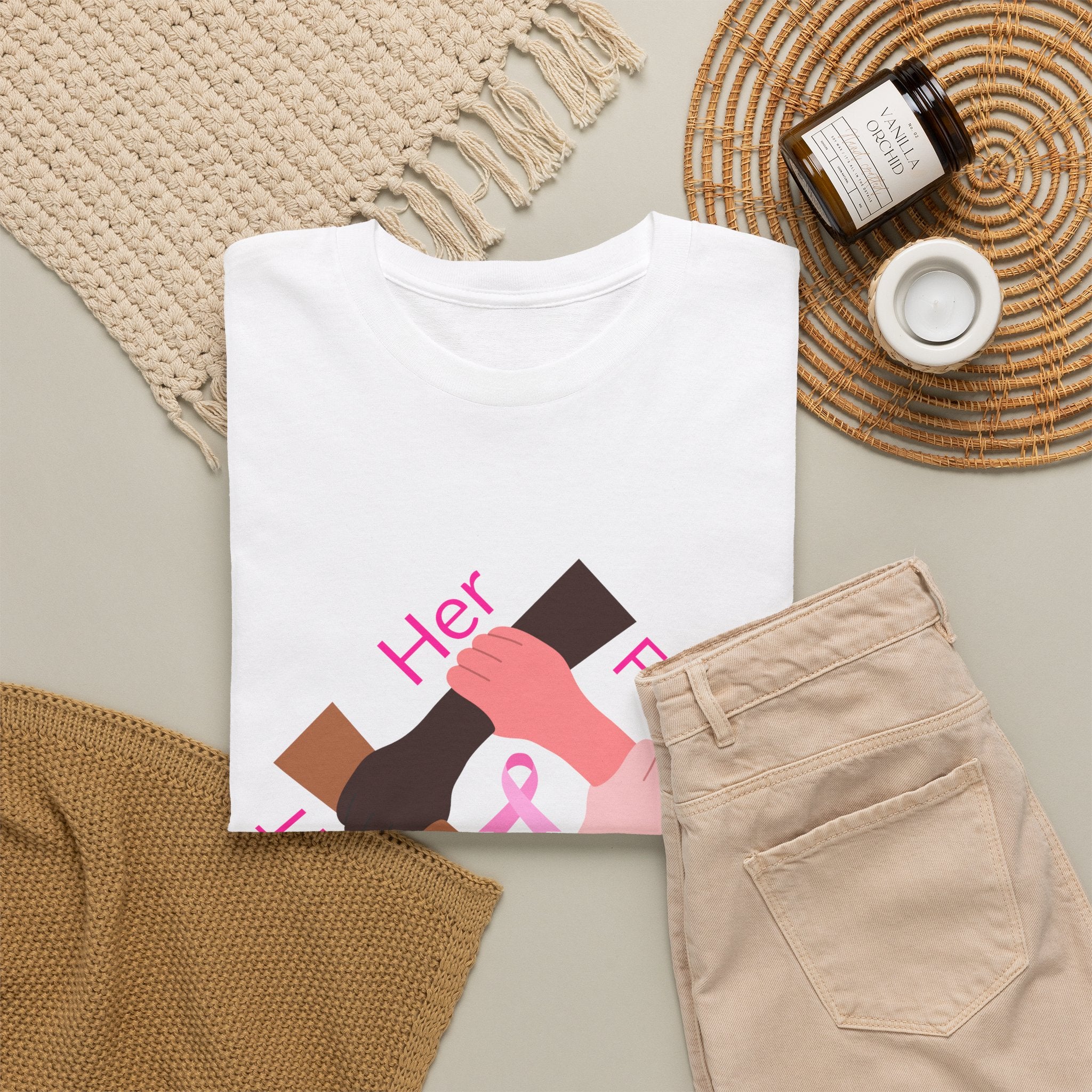 Breast Cancer Awareness Tee — “Our Fight Is Her Fight” Pink Ribbon Support Shirt
