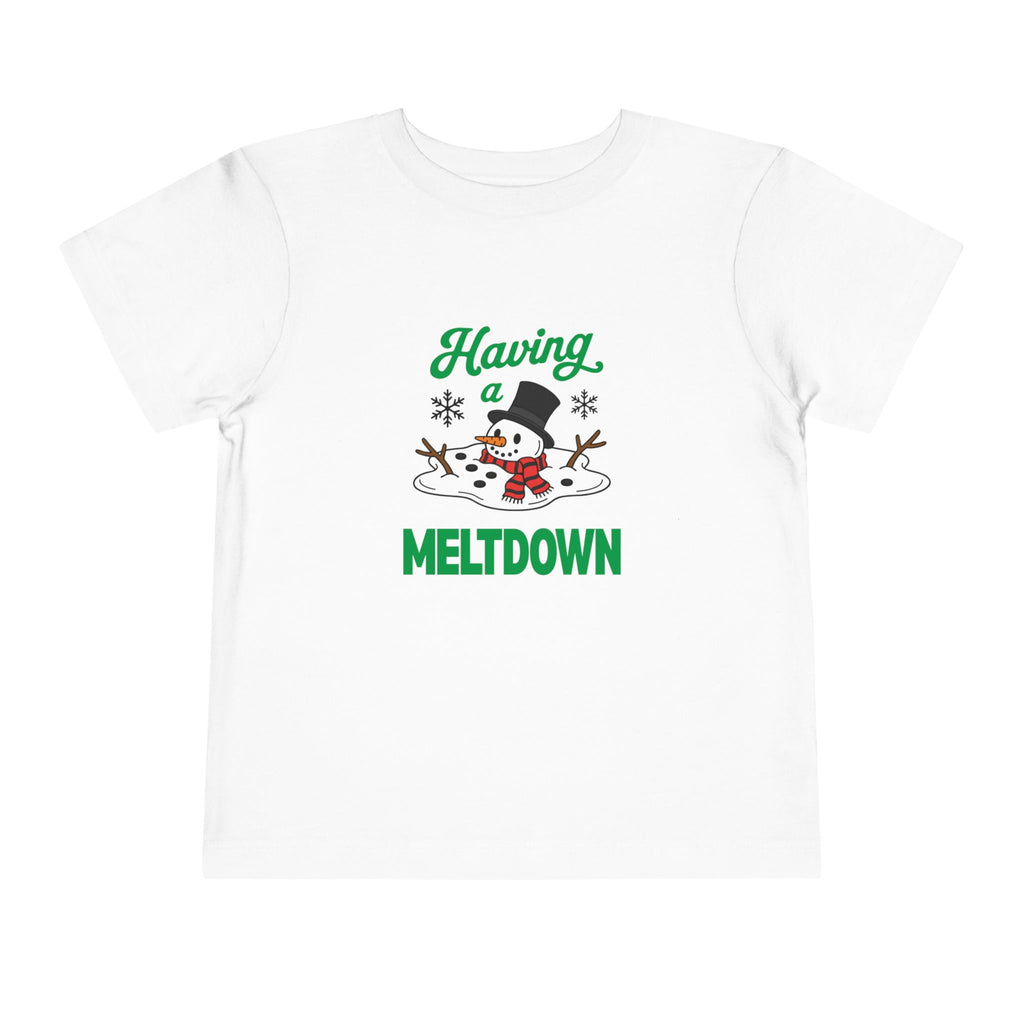 Having a Meltdown Snowman Christmas Toddler Short Sleeve Tee
