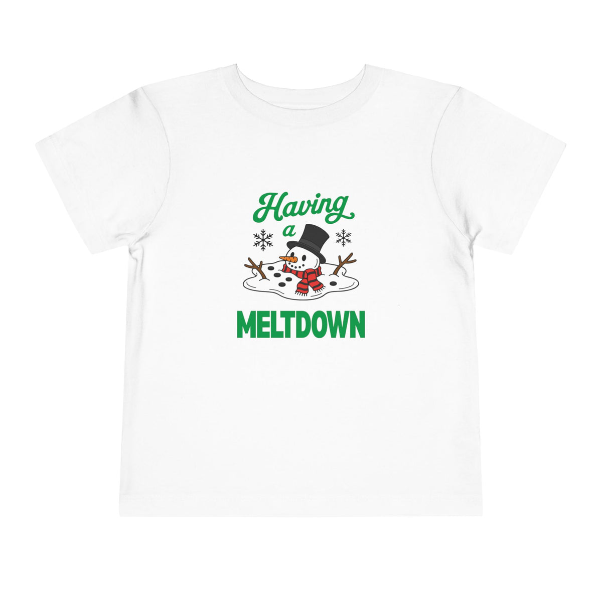 Having a Meltdown Snowman Christmas Toddler Short Sleeve Tee