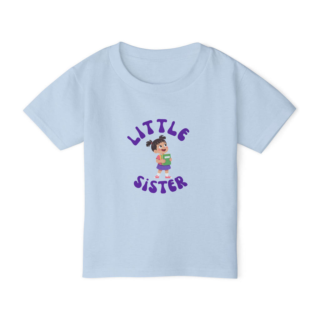 Little Sister Toddler T-Shirt — Cute Cartoon Sibling Shirt for New Sisters