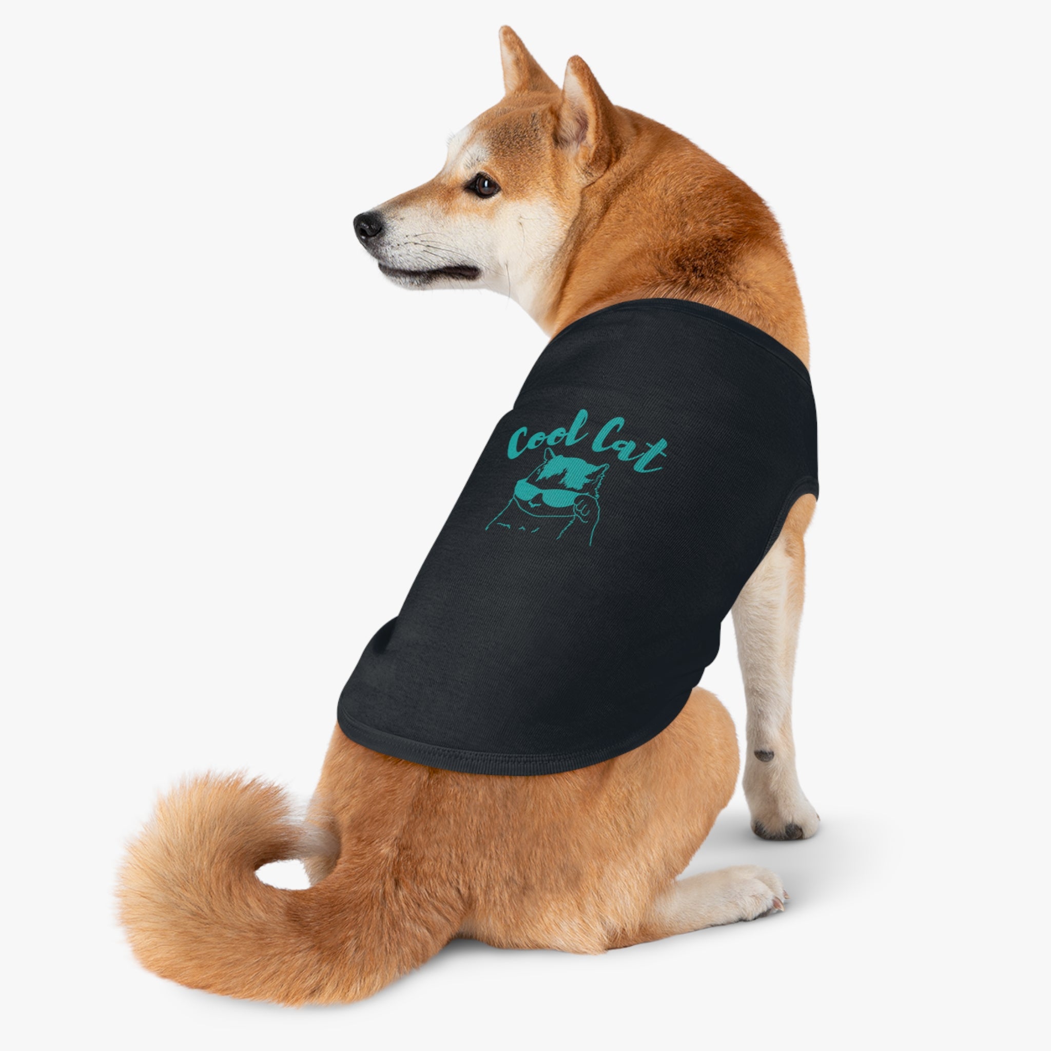 Cool Cat Pet Tank Top — Teal "Cool Cat" Graphic Dog & Cat Shirt