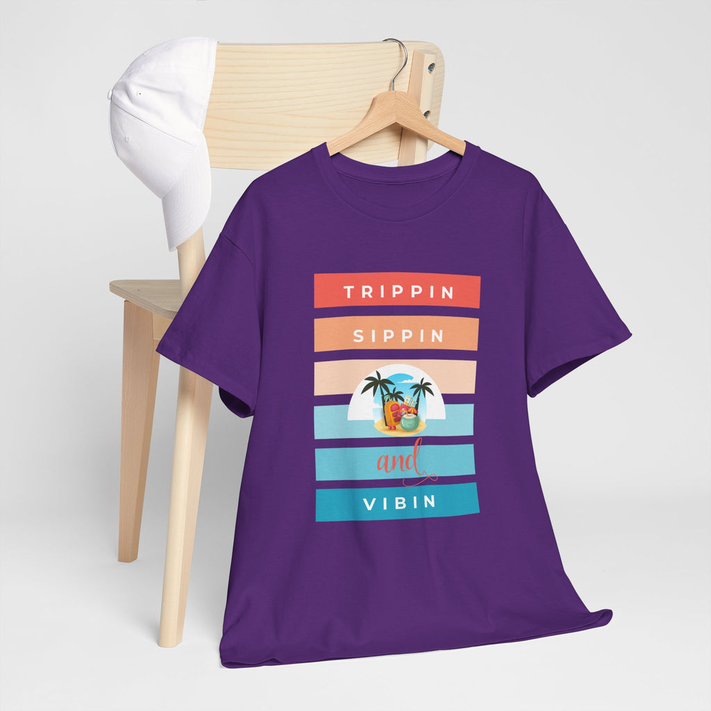Trippin Sippin and Vibin Tropical Tee