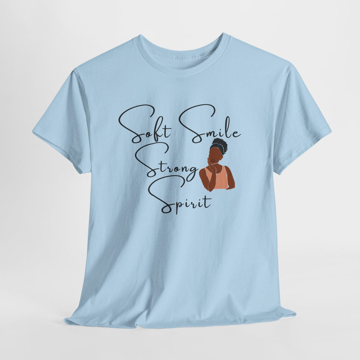 Soft Smile Strong Spirit Tee — Minimal Line Art Inspirational T-Shirt