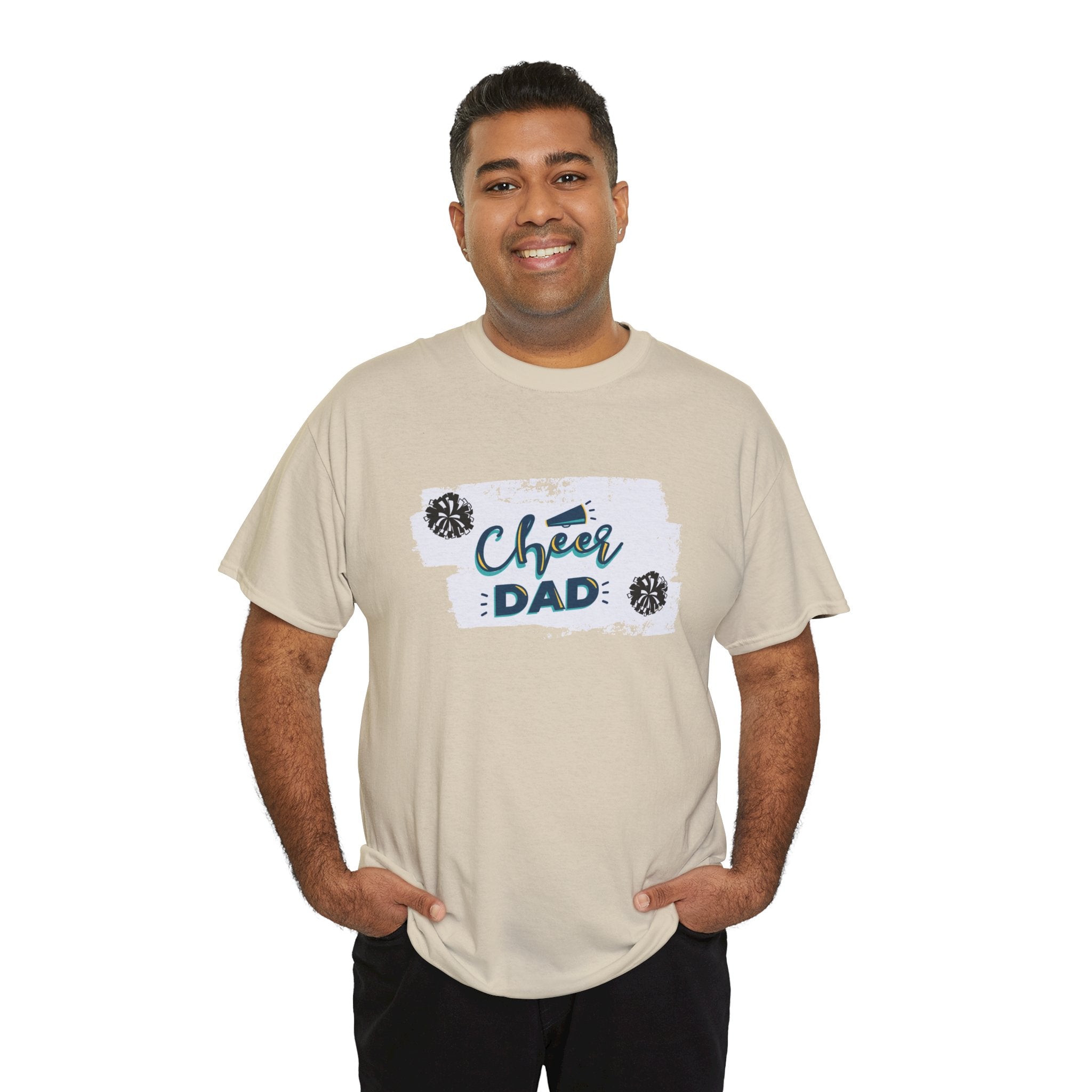 Cheer Dad T-Shirt — Cheerleading Dad Tee with Pom-Poms, Father's Day Gift
